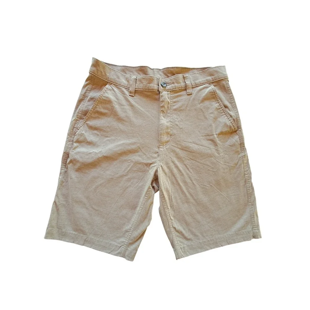 Eddie Bauer Mens 32 Horizon Guide Chino Shorts Tan Khaki Stretch Nylon D1053065